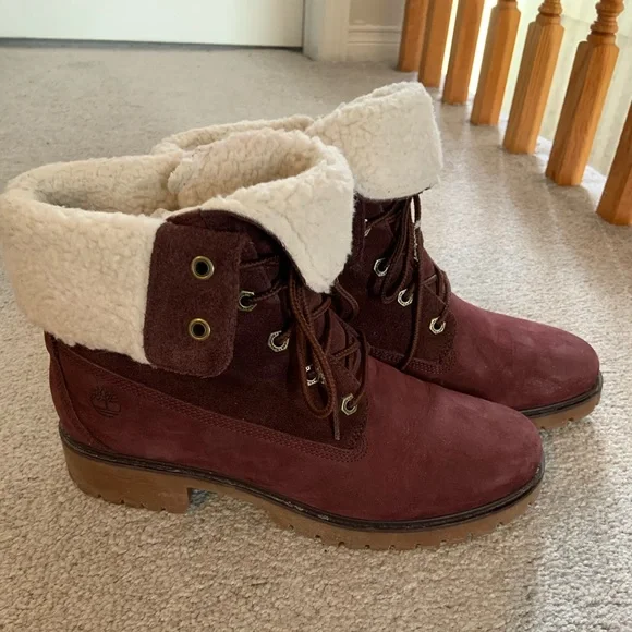 Fluffy timberland cheap boots